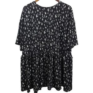 Asos Black & White Shift Dress Knee Length  12